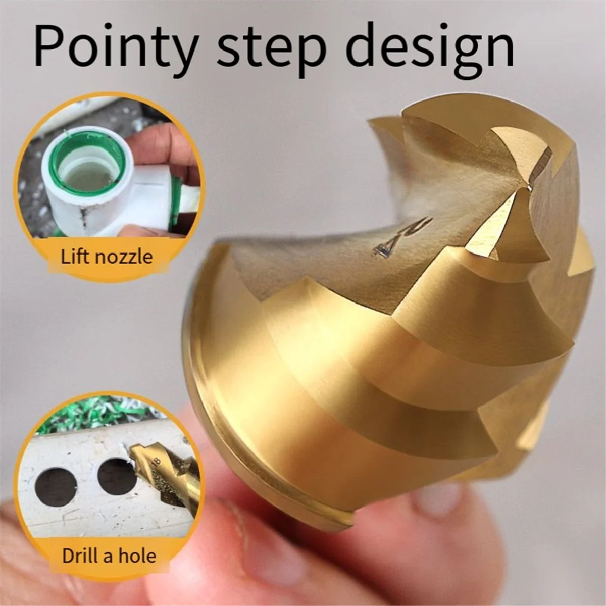 AT77 3pcs 20/25/32mm Step Drill Bit with Limit Swivel Groove PPR Lifting Cone Drill Bits for Water Pipe Reaming