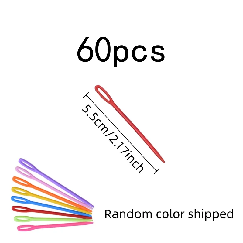 Large Eye Easy Threading 5.5cm Yarn Weaving Needles 60 pcs, perfect for Handmade Doll Making, Blunt Tip Safe Design
