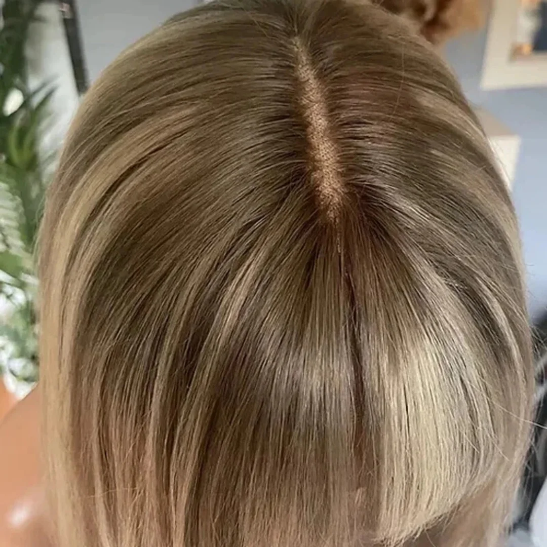 숄더 내추럴 스트레이트 여성용 가발 뉴 밥 옴브레 하이라이트 애쉬 블론드 합성 HD 레이스 프론트 가발 리얼리스틱 헤어라인 가발