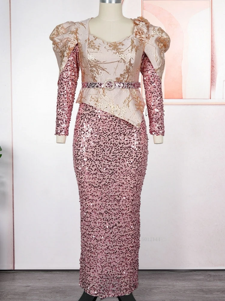 فساتين أفريقية أنيقة للنساء ثوب مسائي فاخر مزين بالتر مقاس كبير فستان حفلات الزفاف التركي 2025 ملابس أفريقيا الجديدة #2