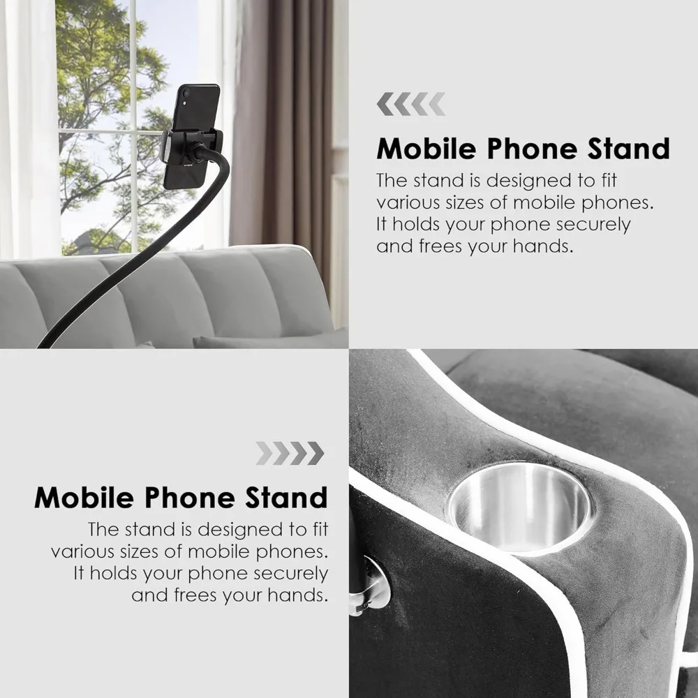 سرير أريكة قابل للتحويل، أريكة نوم مع جيب جانبي، مسند ظهر قابل للتعديل، أريكة غرفة المعيشة مع حامل هاتف، أريكة قابلة للسحب، لو #6