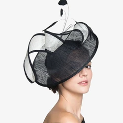 Hot Ladies Fascinators Millinery Hat Party Wedding Sinamay Hat Wide Brim Fedora Kentucky Derby Headpiece Church Hair Accessories