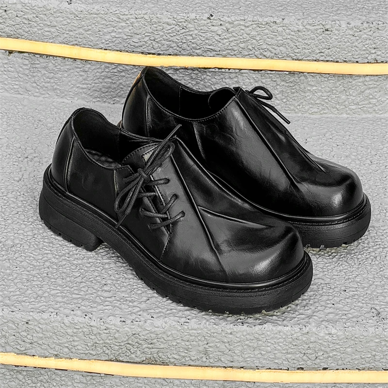 Boutique Derby Unisex Fashion Trend Personality Autumn  Winter New Product Series Daily Commuting Thick Sole Curved Toe