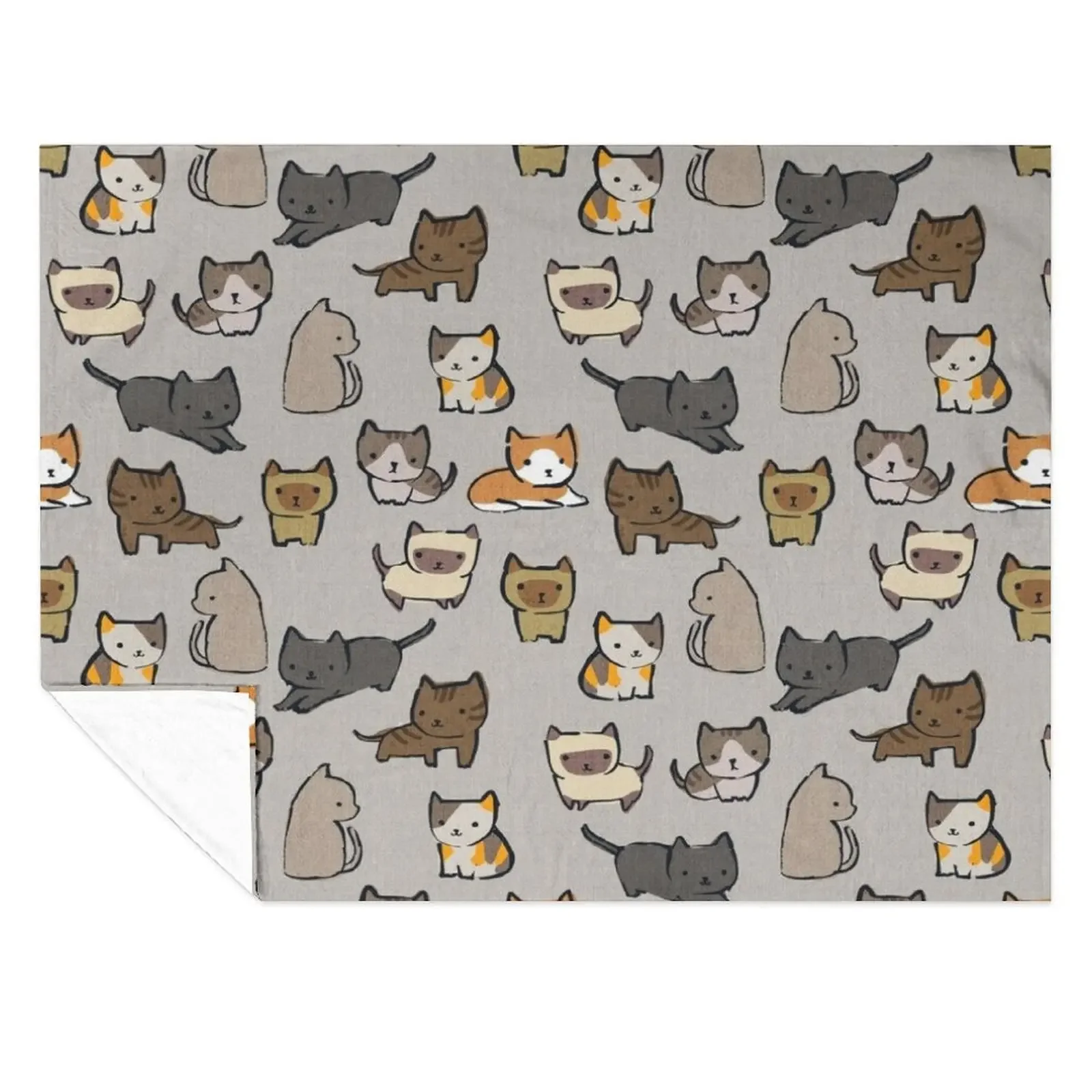 

Cats on Silver Throw Blanket Blankets For Bed Luxury St Giant Sofa manga Blankets