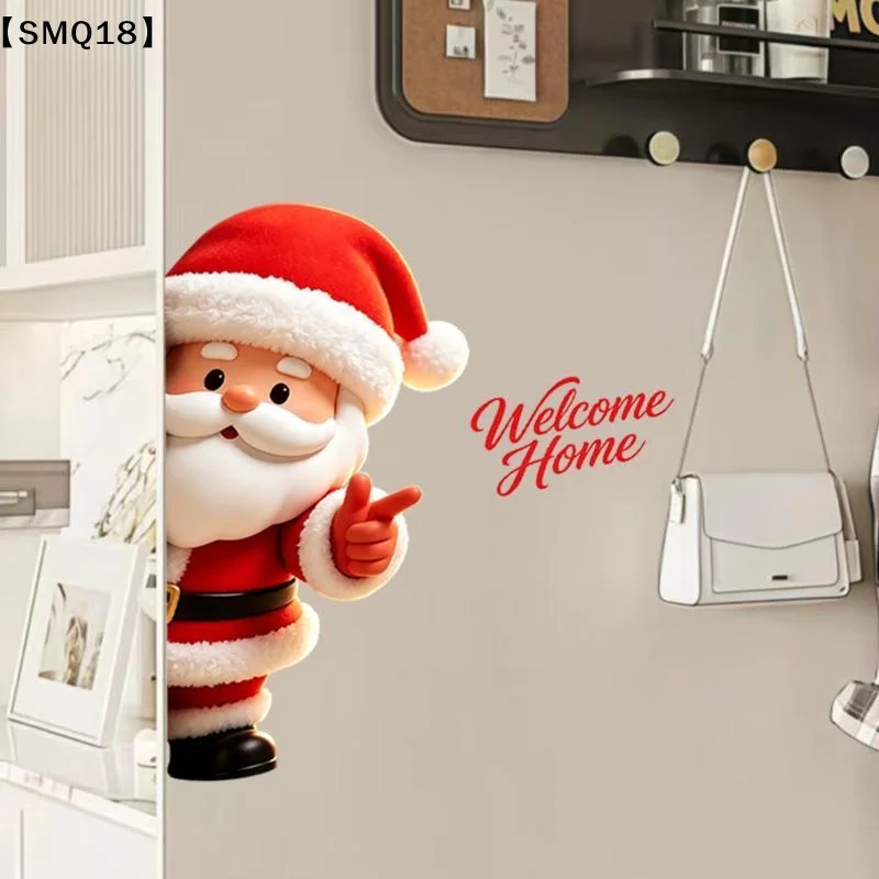 3D Peeking Santa Wall Sticker Long Lasting Welcome Sign for Christmas Entryway Indoor Outdoor Xmas Decor