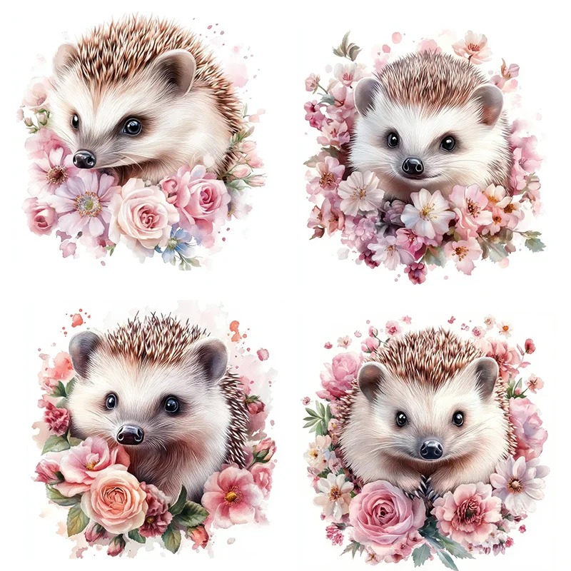 

T2330# Hedgehog in Flowers Stickers,Wall Decal Removable, Vinyl Car Sticker for Bathroom Decor, Outdoor Indoor Use