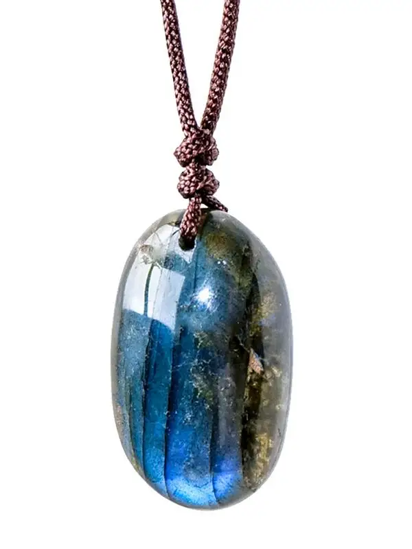 Natural Blue Labradorite Pendant Women Water Drop Blue Light Labradorite Necklace Gemstone Beads Jewelry Natural Blue