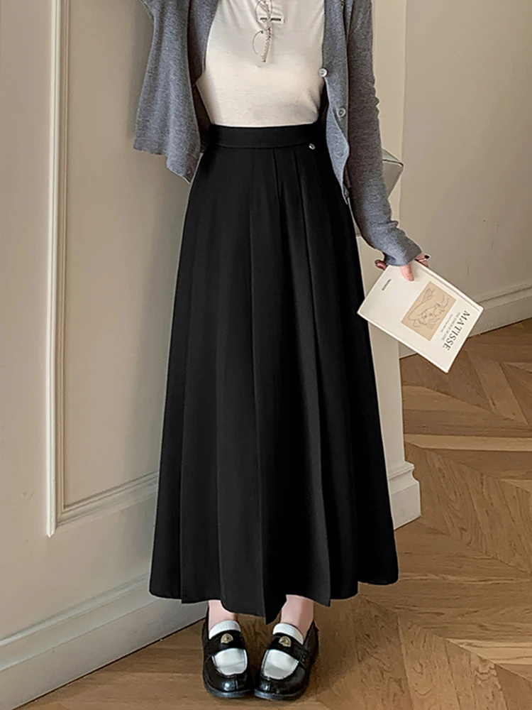 

High Waist Suit Sle f Body Skirt for Women Spring 2026 Early Spring New Ele Slimming Profional Pleated Long Skirt