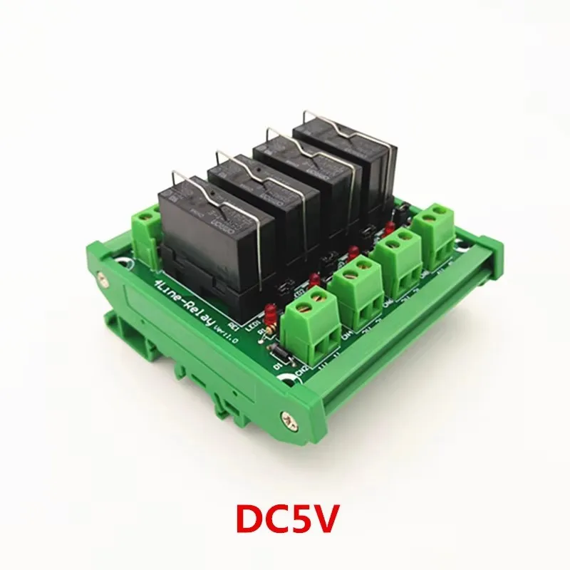 DIN Rail Mount 4 SPDT 16A Power Relay Interface Module,G5RL-1-E 5VDC Relay.