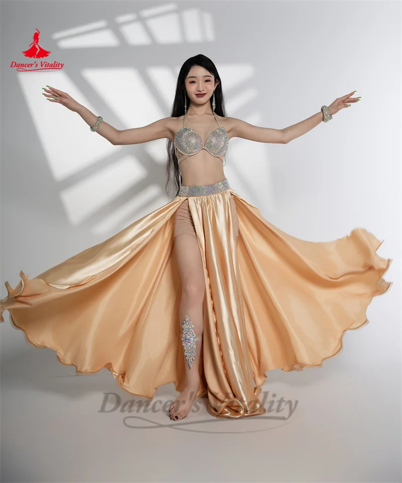 Belly Dance Costume Skirt for Women Satin Split Long Skirt Customsized Adult Child Oriental Belly Dancing Wear Clothing Skirts