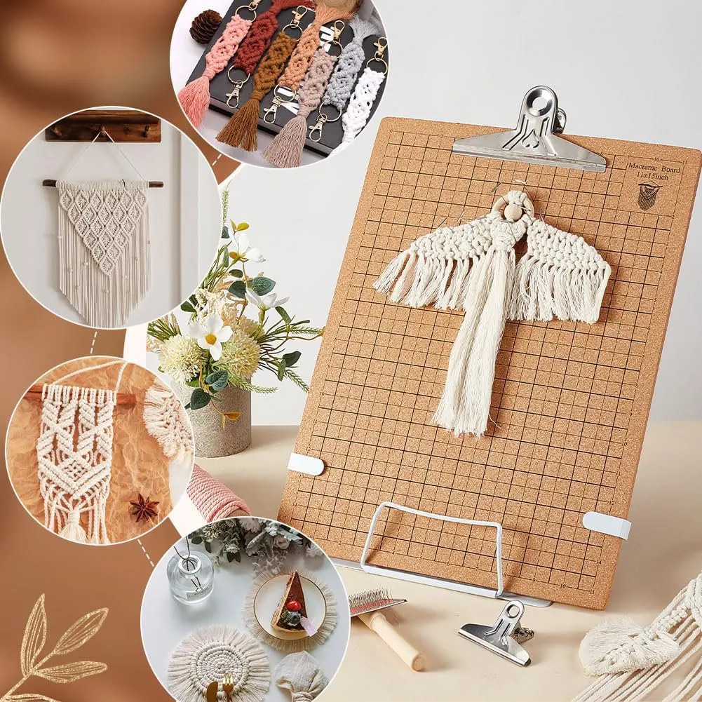 H-W Macrame Board Set, Macrame Board and Metal Adjustable Stand, Macrame Supplies Double Sided Grid Macrame Project Board