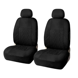 AUTO HIGH Embroidery Car Seat Covers Set Polyester Universal Fit Most Cars Truck SUV Van Protector Black - Front Pair