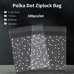 100PCs Transparent Dot Bags Small Ziplock Food Packaging  Clear Fresh-keeping Dustproof Reclosable Candy Cookie DIY Storage