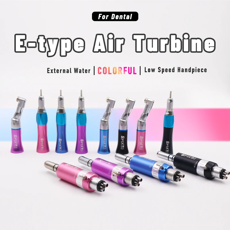 Dental Low Speed Kit Colorful External Water Spray Handpiece Kits E-type Air Turbine Rainbow Colors 2 Hole 4 Hole Options