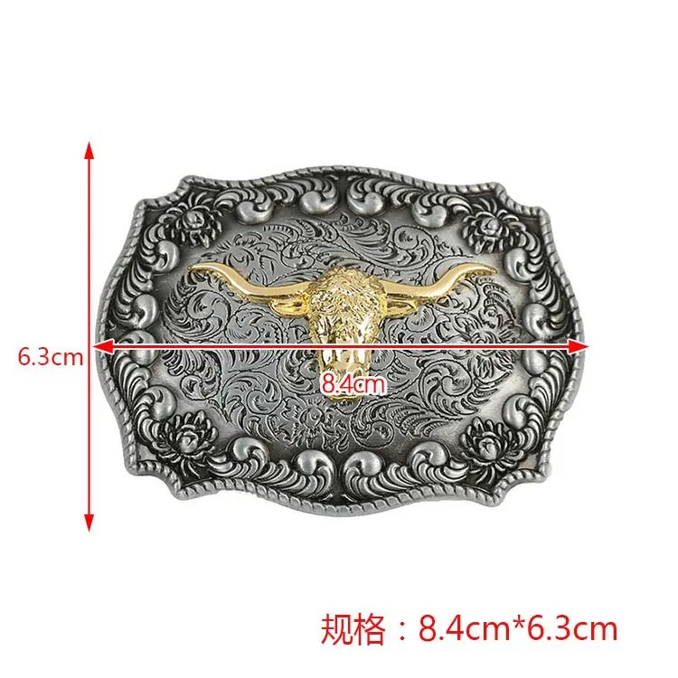 Fashion Classic Bull Pattern Decor Western Belt Buckle for Men