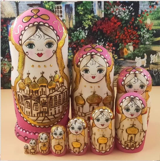 

Техника горячего тиснения фольгой, 10-слойная русская раскладная кукла с ручной росписью, замок из массива тополя, без формальдегида