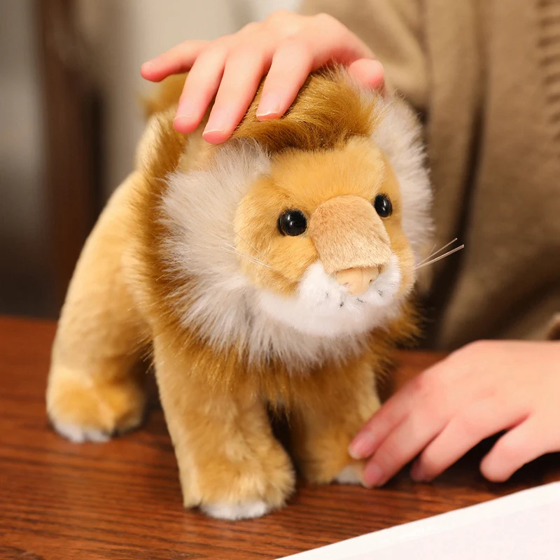León simulado, juguetes de peluche, animales de la selva, León blanco marrón, muñecos de peluche, adorno de escritorio, recuerdos para niños, regalos de cumpleaños