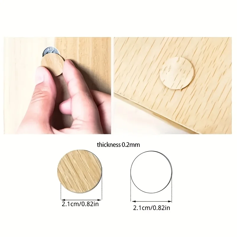 54 Furniture Screw Hole Cover Stickers - Self-Adhesive Pvc Decorative Screw Covers for Cabinet and Shelf Repair, 21mm Plastic Hidden Screw Heads, Easy to Apply Wood Grain Effect Covers