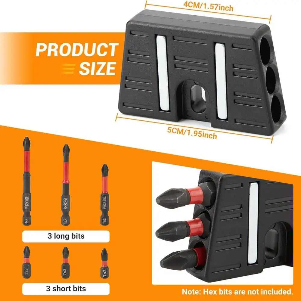 Portable Magnetic Bit Organizer 6 Slots Storage Case Holder For Screwdriver Bits Belt Clip Mounting Compact Tool Parts