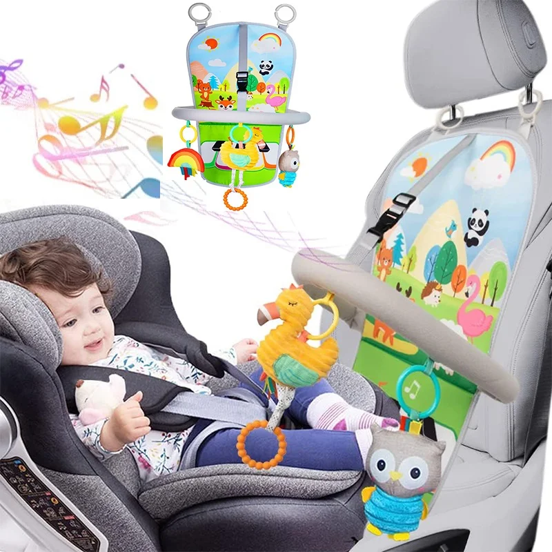 Seggiolino auto per bambini Giocattoli Specchio Centro attività infantile Seggiolino auto rivolto verso l'indietro Giocattolo da viaggio Baby Kick and Play Giocattoli appesi per neonati 0 12