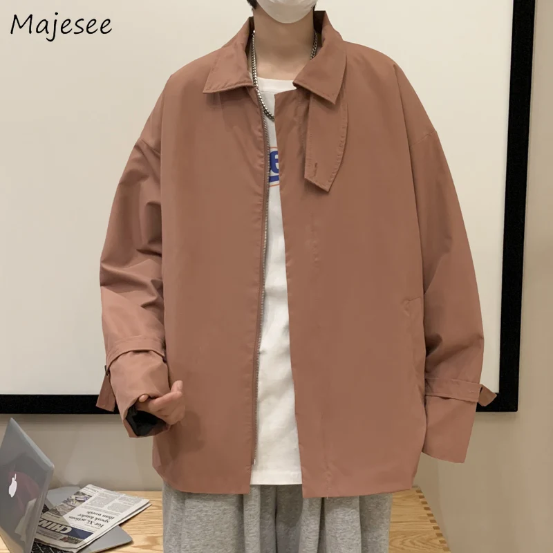 

Jackets Men High Street Stand Collar Pure Color Chaqueta Cozy All-match Cargo Baggy Harajuku Fashion Japanese College BF Casual