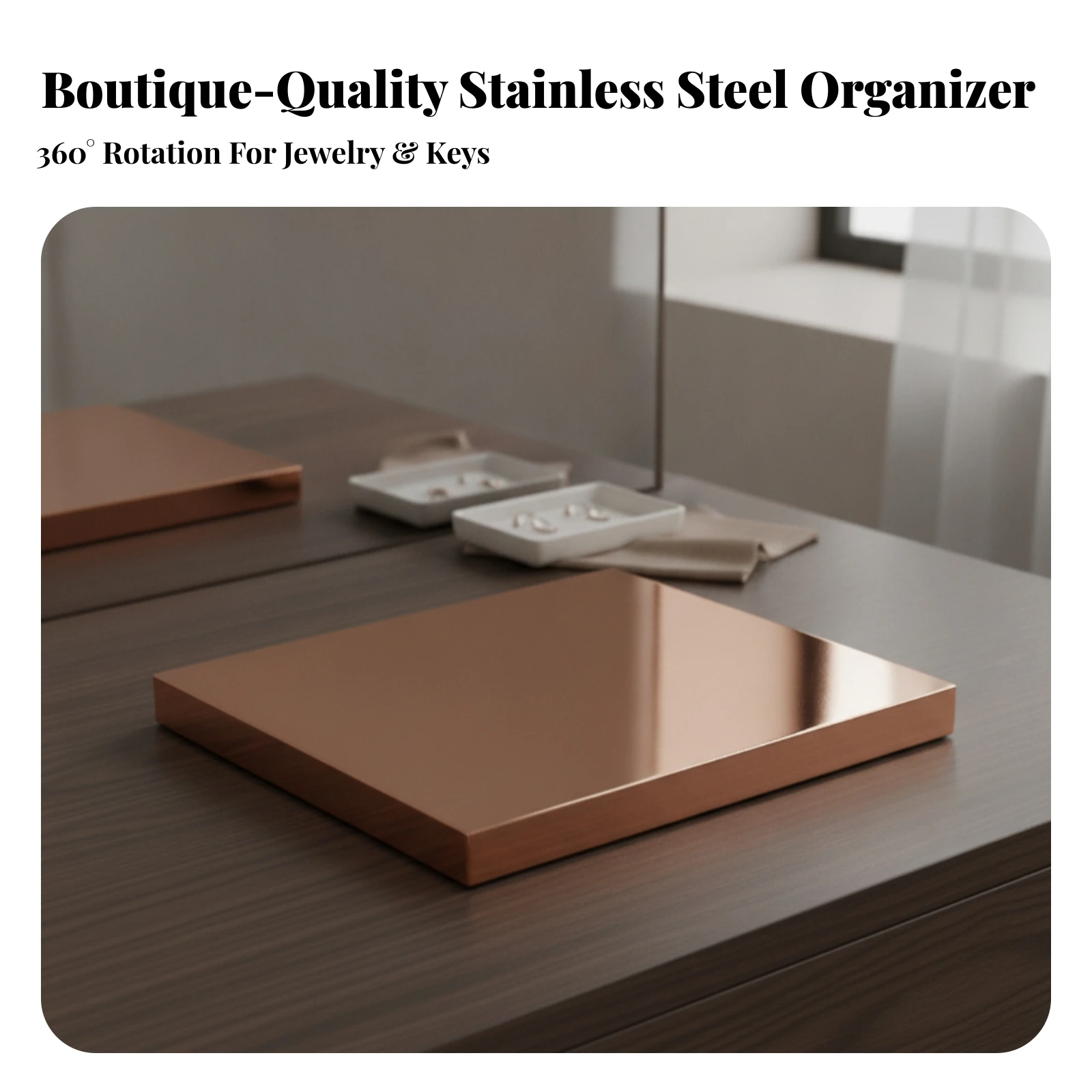 Jewelry Display Rack Stainless Steel Rotating Display Rack Jewelry Stand with Hooks Space-Saving for Retailers, Retail Counters