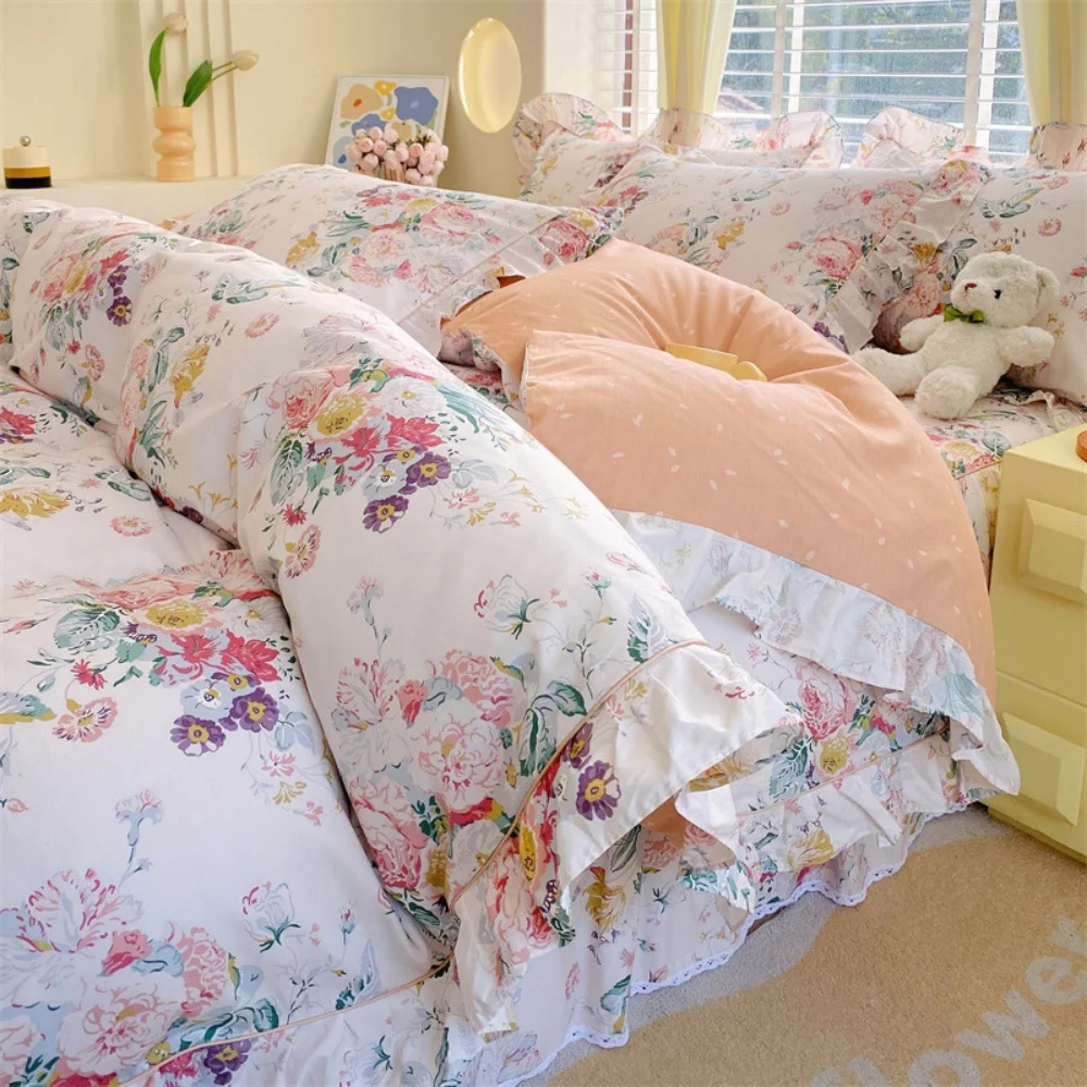 

1 шт., пододеяльник из 100% хлопка, пододеяльник в цветочном стиле, постельное белье, пододеяльник, домашний декор для комнаты для девочек, одеяла (без наволочки)