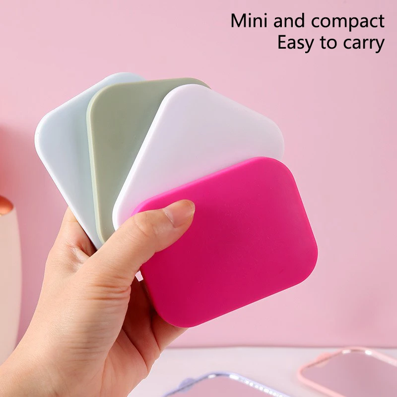 Cute Macaron Candy Color Portable Mini Handheld Folding Makeup Mirror With Comb Durable Gift Student Beauty Tools