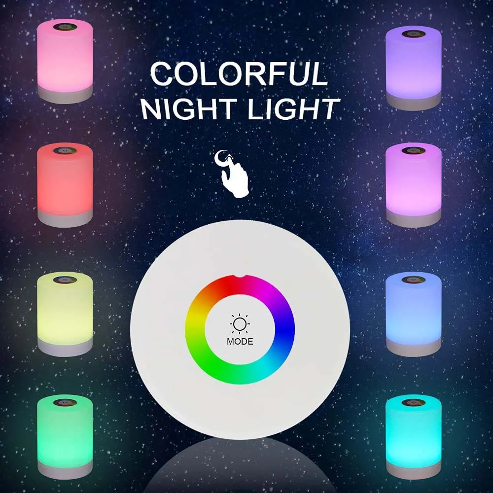 Touching Control Bedside Night Light USB Rechargeable Dimmable Table Lamp Color Change Night Light for Living Room Bedroom
