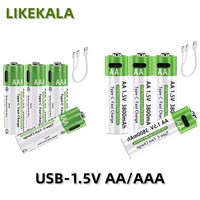 LIKEKALA Li-ion AAA and AA Rechargeable Batteries USB Lithium-ion 3800mAh 1.5V AA +3000mAh 1.5V AAA Battery with Charging Case