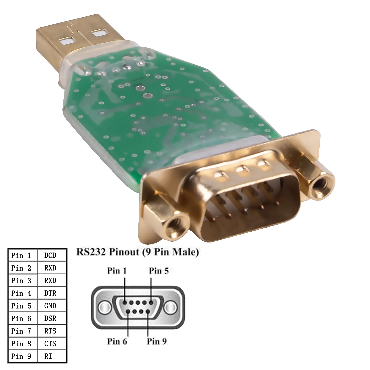 Adaptador de comunicación USB a DB9 Mele RS232, convertidor serie FTDI para Win 11, 10, 8, 7, Mac OS