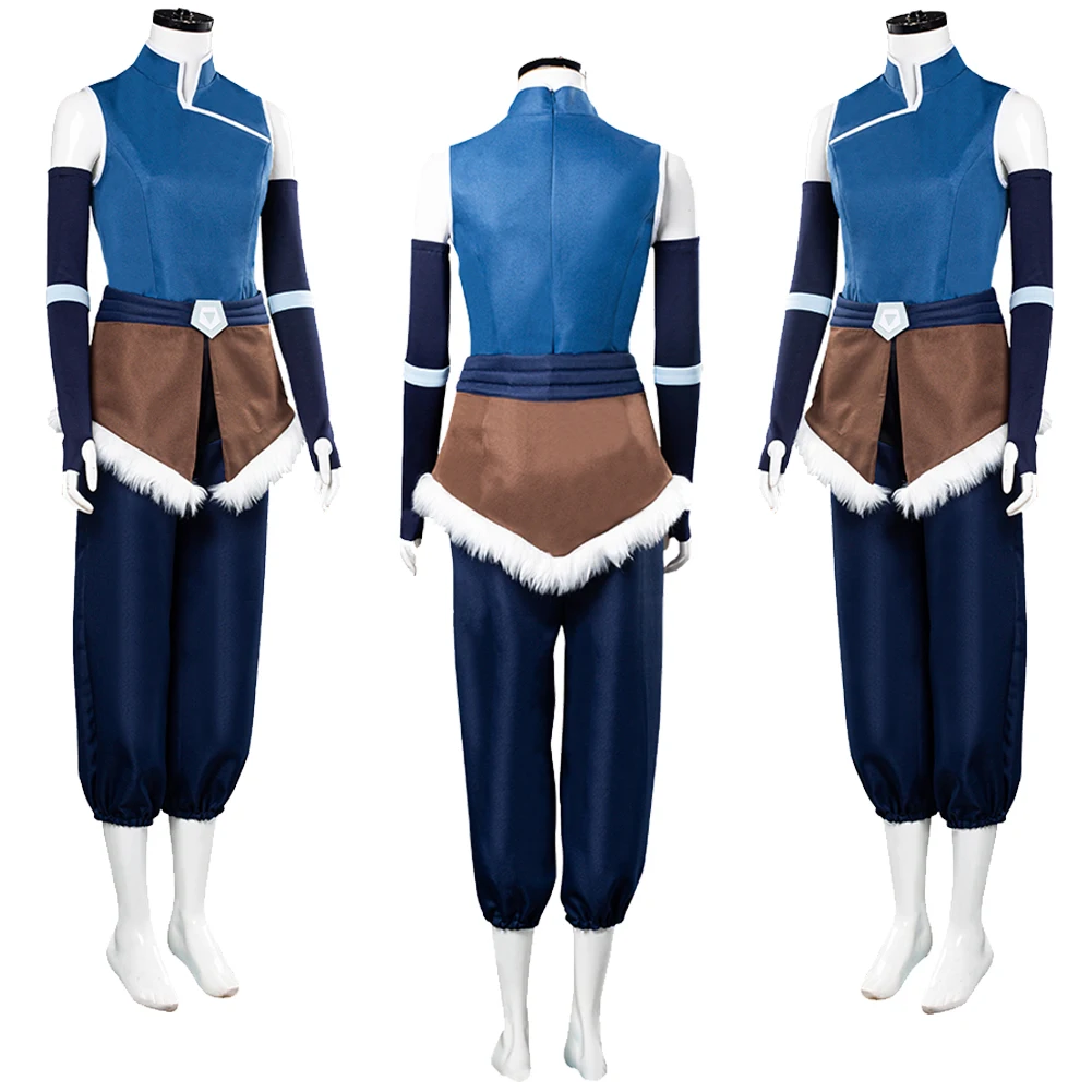 Korra Cosplay Women Costume Cartoon Avatar Last Cosplay Airbender Roleplay Outfits Girls Disguise Armguard Apron Halloween Suit