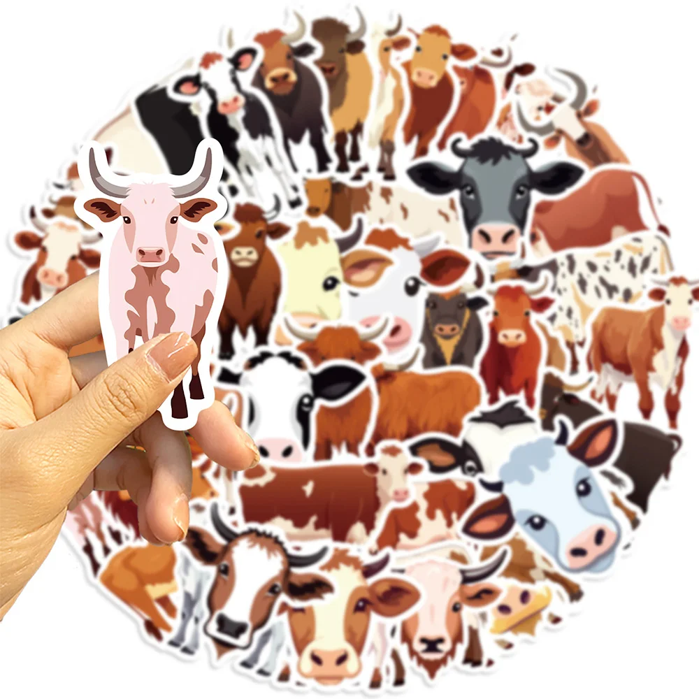 10/30/50Pcs Cute Cartoon Cattle  Graffiti Stickers DIY Waterproof Laptop Phone Bike Scrapbook Decals Aesthetic Helmet Sticker