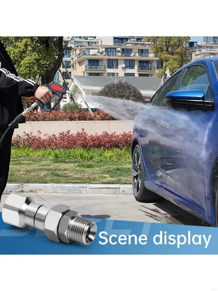 3/8” NPT Pressure Washer Adapter Set with Male to Female End Structure, Wrench Contact Sections and 360 Degree Rotation for