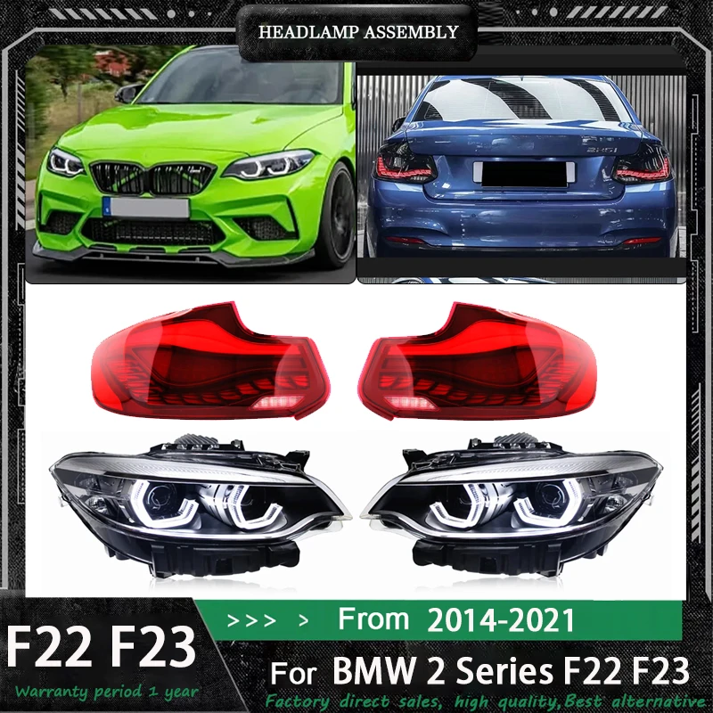 

Автомобильные фары с задним фонарем для BMW 2 серии F22 14-21, обновленные светодиодные лампы DRL, динамические янтарные указатели поворота, автомобильные аксессуары
