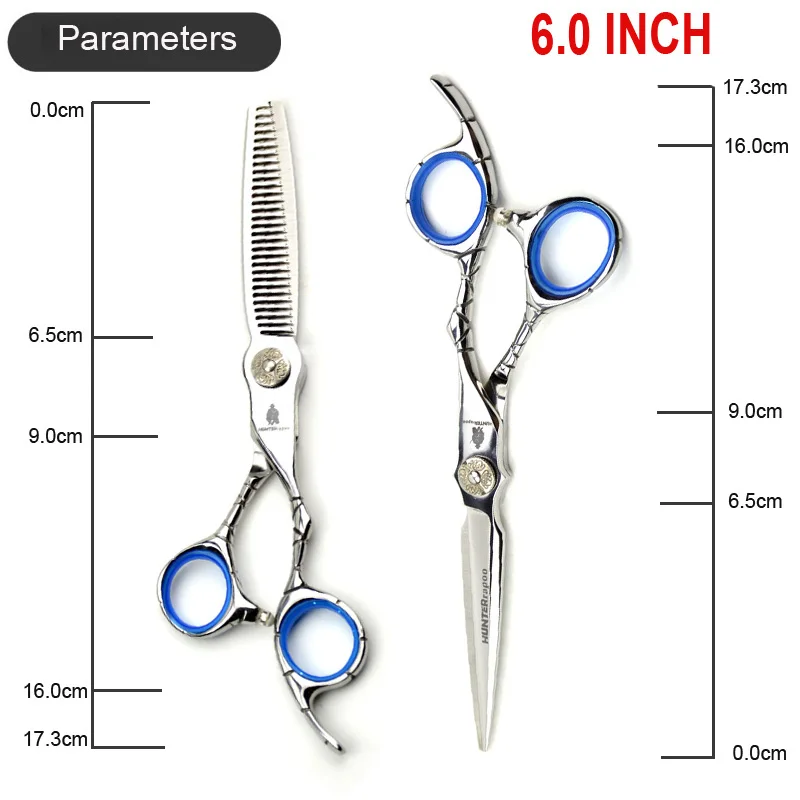 HT9124 Juego de Tijeras Profesionales de Acero Inoxidable Japonés de 6.0 Pulgadas para Peluquería, Tijeras de Barbero, Cuchilla para Cortar el Cabello, Cuchilla de Entresacar