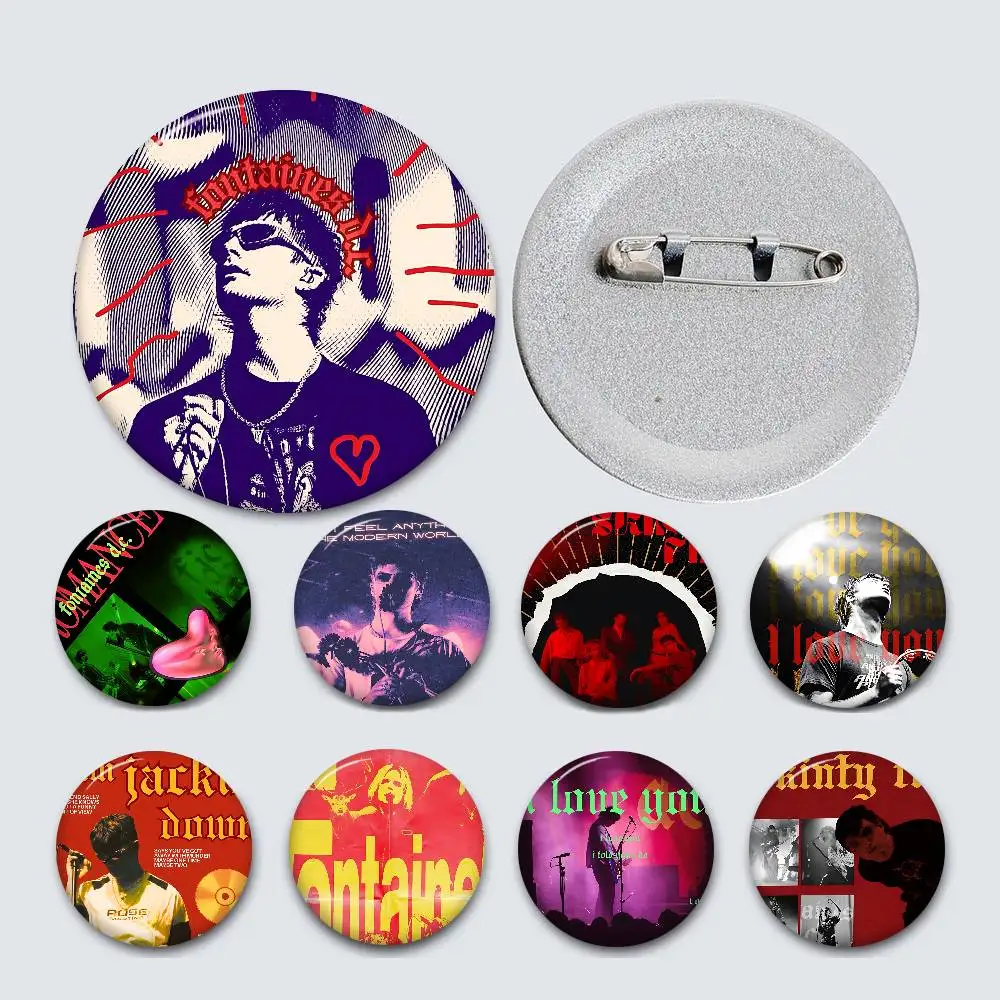 Post Punk Band F-Fontaines D C Cartoon Brooches Anime Badge Round Handmade Brooch Lapel Pins Jewelry for Backpack Clothes Gifts