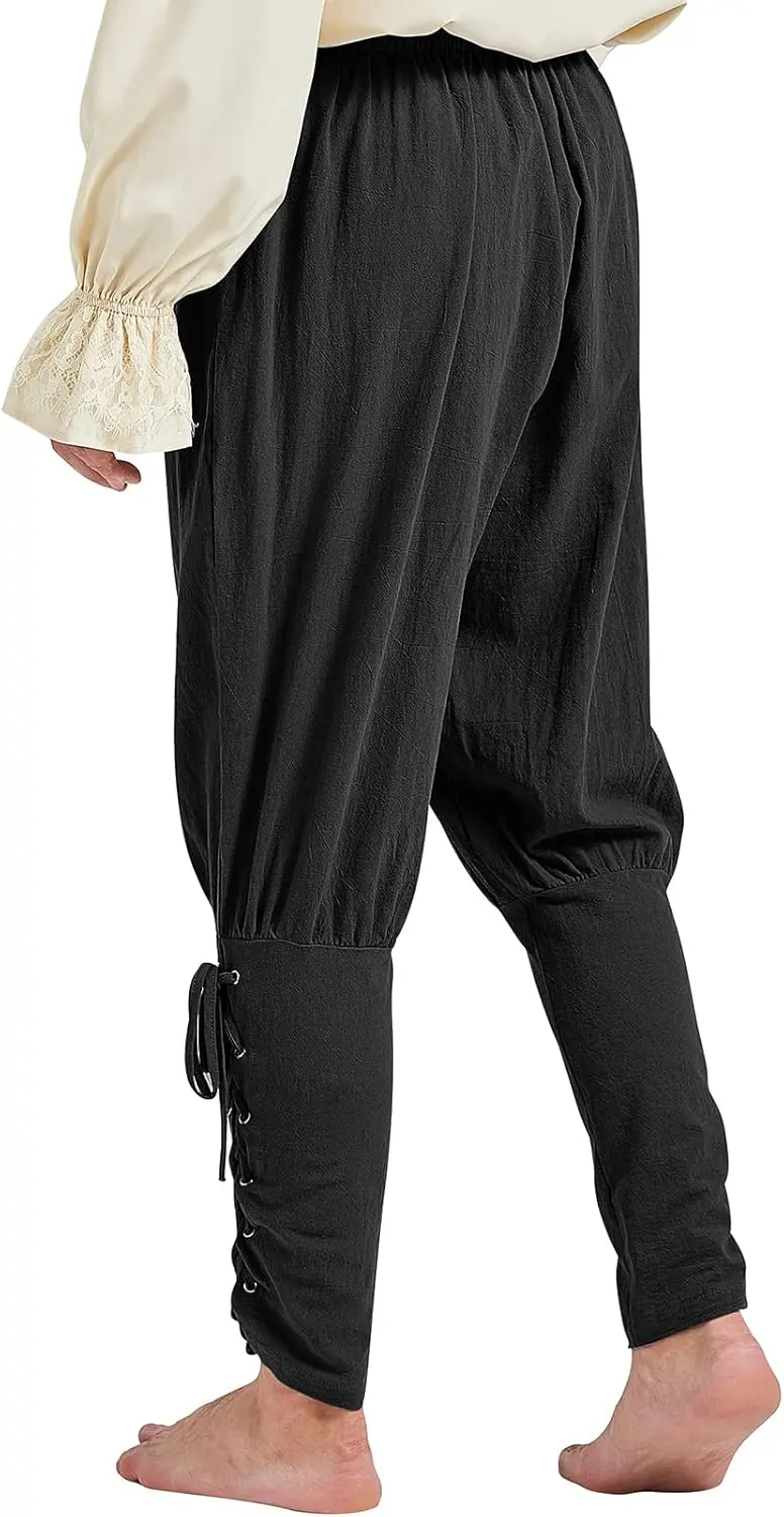 القرن ستار عصر النهضة زي الرجال القراصنة السراويل القرون الوسطى رن فاير فايكنغ الاستعماري الملاح هالوين الكاحل النطاقات #6