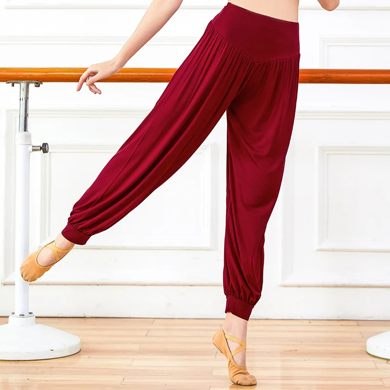 Vrouwen Harem Broek Modaal Katoen Hoge Taille Effen Lange Buikpaal Dans Boho Wijde Broek Joggingbroek Zwart Blauw Roze Pruim