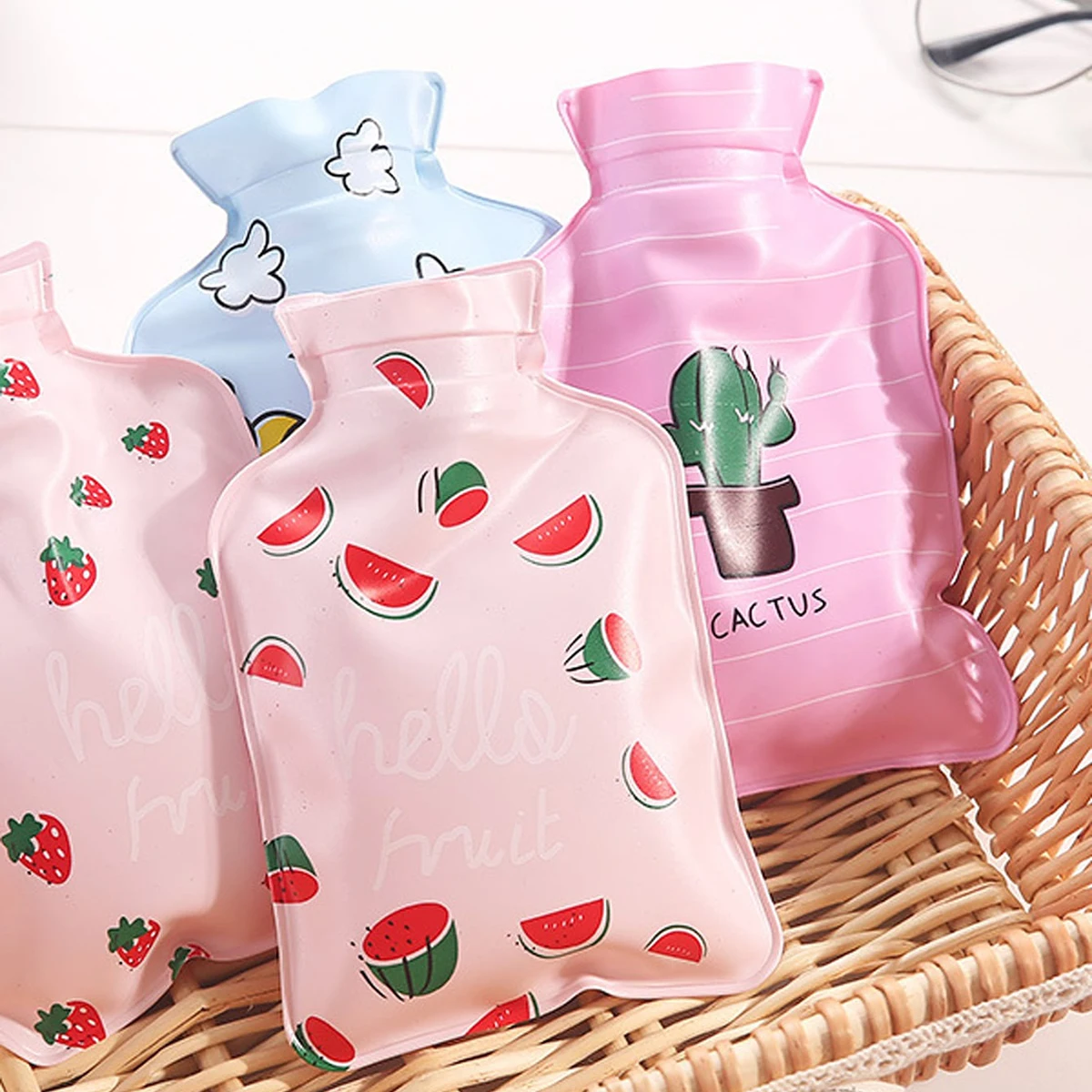 1PC-PVC pearlescent hot water bag water injection hot water hand warmer cartoon hot water hand warmer