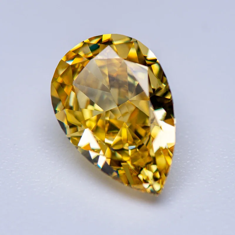 Crushed Ice Cut Cubic Zirconia Yellow Color Pear Shape Lab Synthetic CZ Gems Extremely Shiny Quality for Charms Women Jewelry