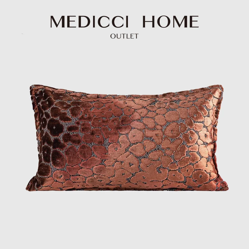 

Medicci Home Moden Bronze Orange Leopard Dots Decorative Lumbar Pillow Case Luxurious Agate Mystery Oblong Cushion Case 30x50cm