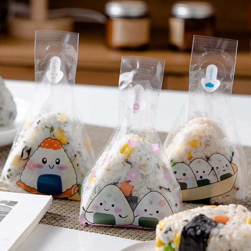 

50pcs Cartoon Triangle Rice Ball Packing Bag Seaweed Sushi Food Wrapper Japanese Cuisine Lunch Bento Accessories