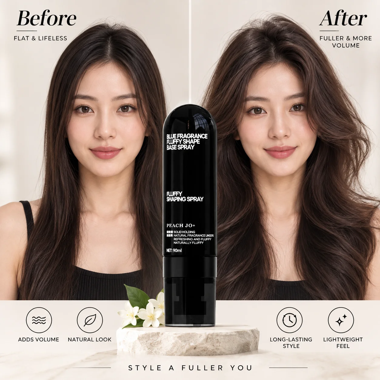 Strong Hold Hair Spray 90ml With Peach Fragrance For Voluminous Hairstyles Combining Lasting Shape With A Light And Airy Finish