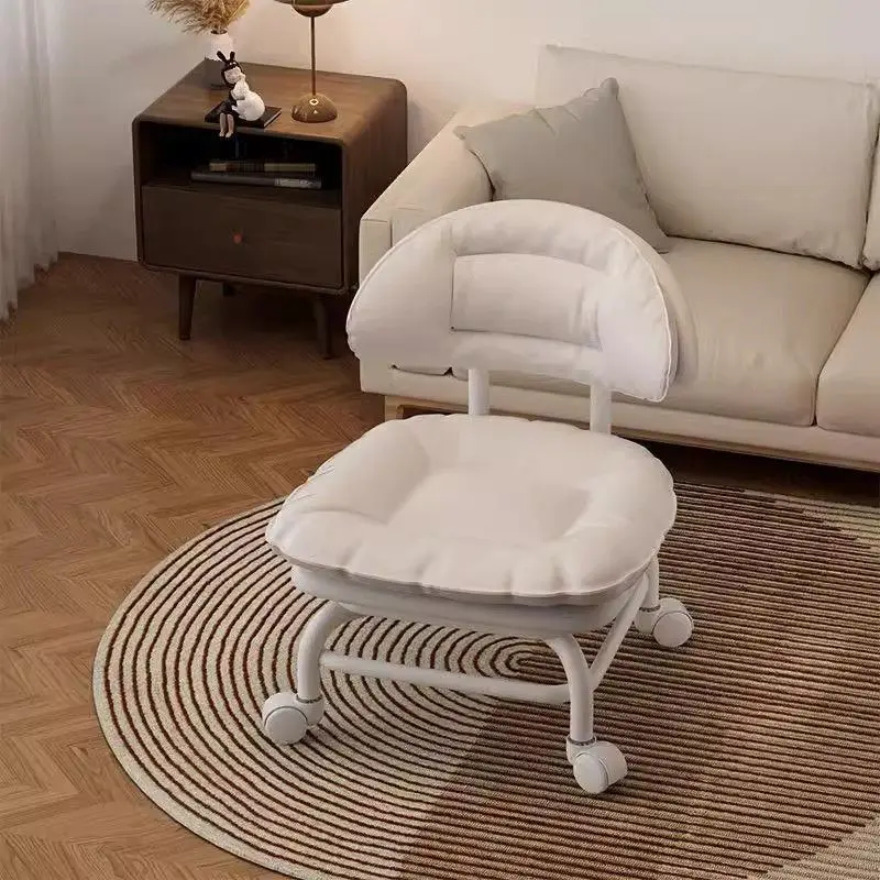 Lazy Person Backrest Chair Home Goods Bench Universal Wheel Round Stool With Child Artifact Small Stool Pulley Low Stool Gift image 4