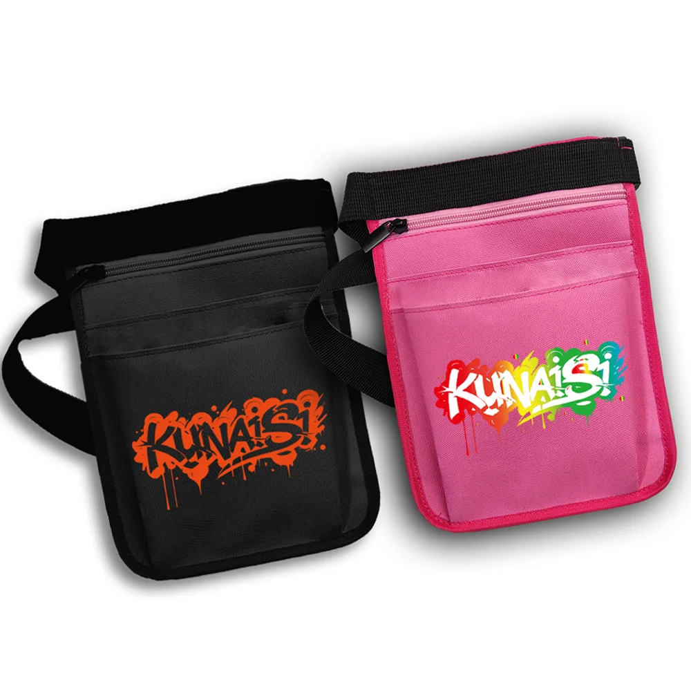 KUNAISI Nylon Car Stickers Tool Storage Waist Bag - Adjustable Multi-Pocket, Black/Pink, for Film Tools & Emergency Gear, Large