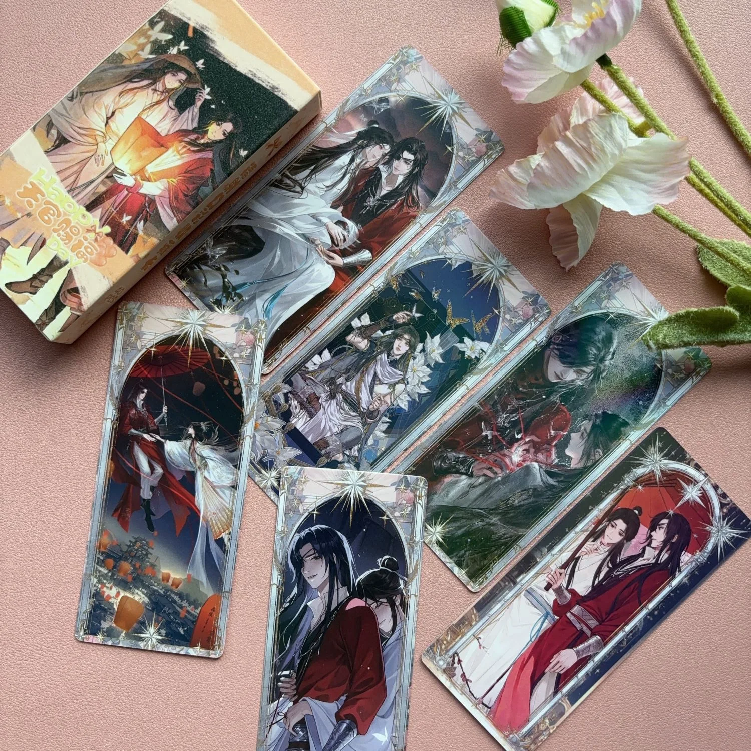 40 قطعة/المجموعة/مجموعة بطاقة طويلة ليزر نعمة مسؤول السماء Tian Guan Ci Fu، Xie Lian HD Photocard الإشارات المرجعية مجموعة المعجبين هدية