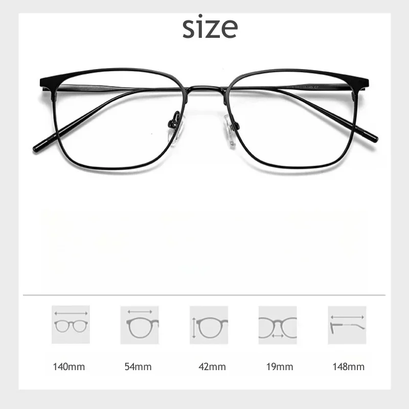 KIZN LeisureTitanium مكافحة الضوء الأزرق النظارات الطبية إطار لرجال الأعمال إطار كبير نظارات النظارات البصرية للرجال