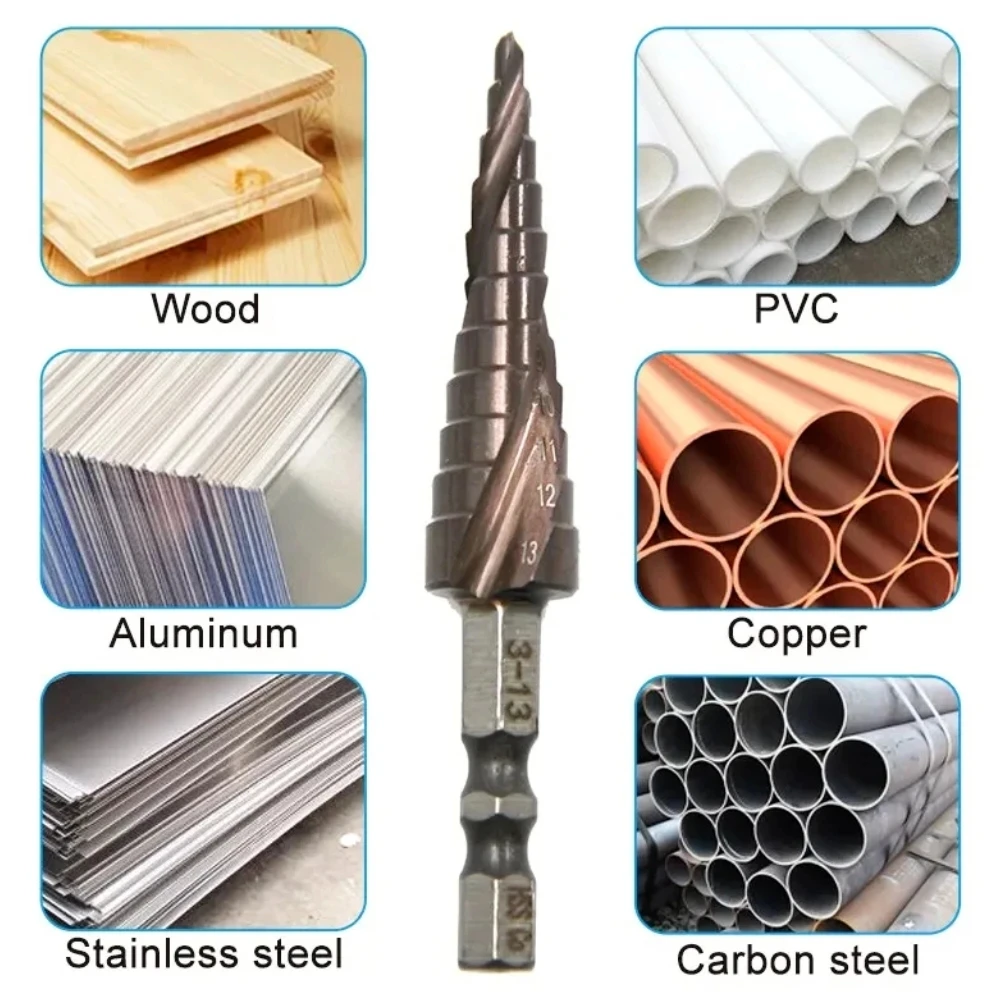 

Шестиугольное спиральное ступенчатое сверло M35 из кобальтовой стали 3-13 мм — профессиональный открывалка для отверстий в виде пагоды для нержавеющей стали, металла, дерева, пластика