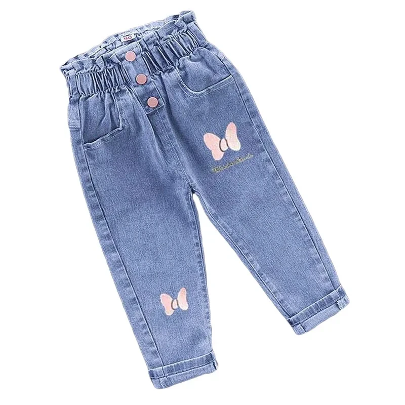 Jeans für Kinder Mädchen Hosen Herbst 2024, neue Frühlingsmode, lässig, Erdbeerstickerei, Baby für Mädchen, lange Denim-Hosen, 1–6 Jahre – Detail 8